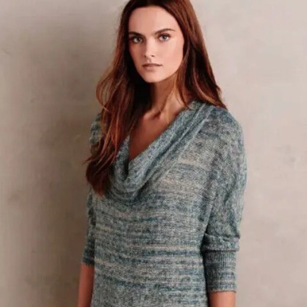 COPY - Anthropologie Field Flower Blue Cowl Neck Tunic Medium - Picture 4 of 10